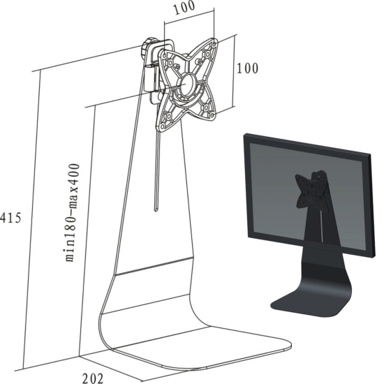 Monitor bureauvoet - hoogteverstelling/kantelen/zwenken/roteren - zwart